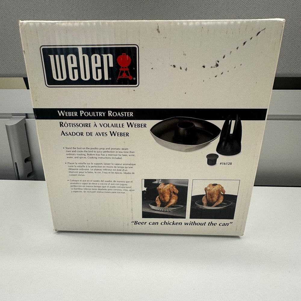Weber Poultry Roaster 16128 Beer Can Chicken Grill Accessory Black Non-Stick